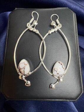 Earrings 925 Sterling Silvet Wild Horse Turquoise Dangle Long Southwestern